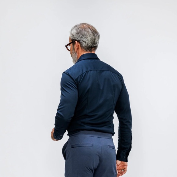 NWT Ministry of Supply Apollo Dress Shirt in Navy Slim Large - Picture 4 of 5